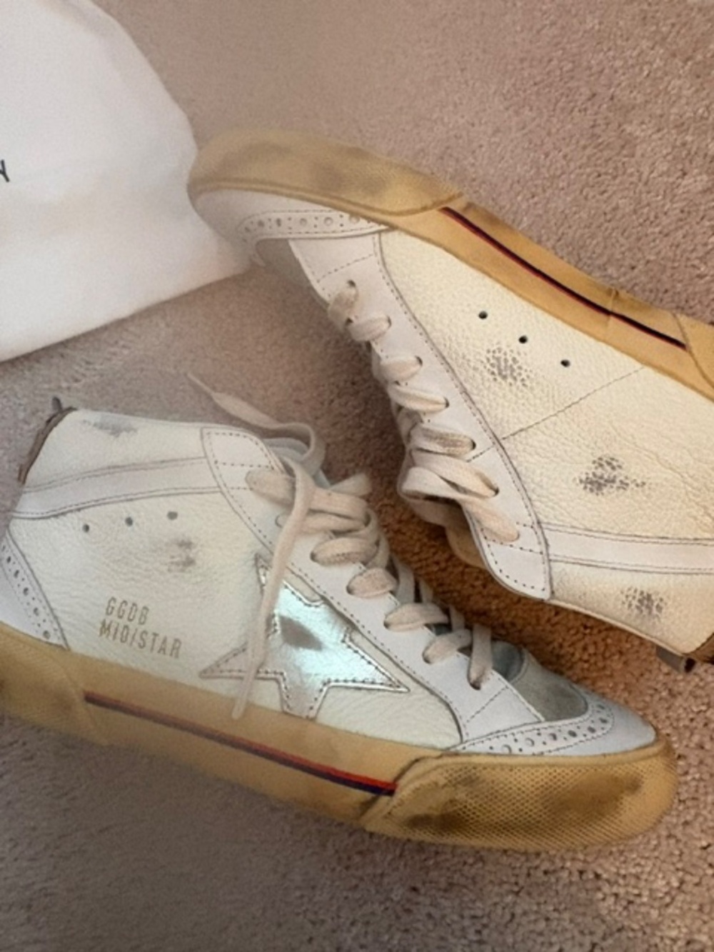 NWOT Golden Goose Mid Star leopard heel metallic gold star Sneakers size 36